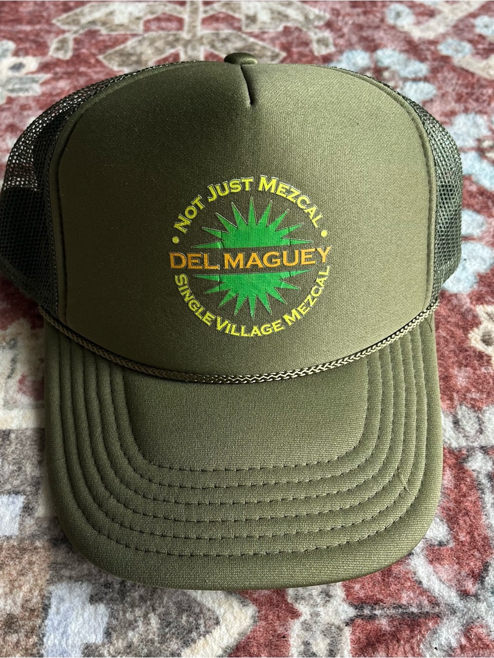 OTTO Olive Green Trucker Hat with Yellow & Green Logo